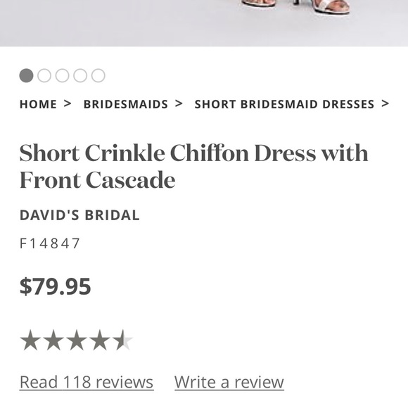 David’s bridal short crinkle chiffon dress - Picture 2 of 7